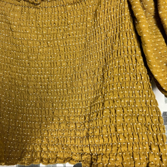 Wild Fable Mustard Yellow White Polka Dot Baby Doll Cropped Blouse - Picture 4 of 5